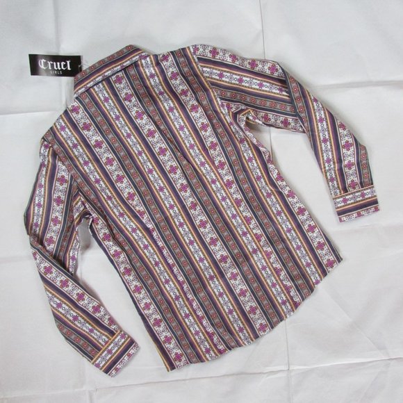 Cruel Denim Youth Girl's Pink Geo Printed Pearl Snap Down Western Shirt - Picture 2 of 3